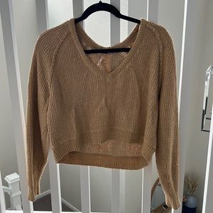 Free people tan crop sweater
